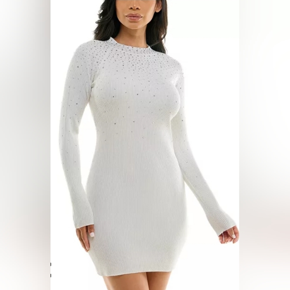 BCX White Long Sleeve Knit Dress